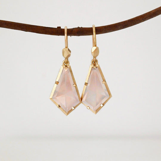 ‘Pinnacle’ Rose Quartz Yellow Gold Earrings Earrings Jason Ree Design 