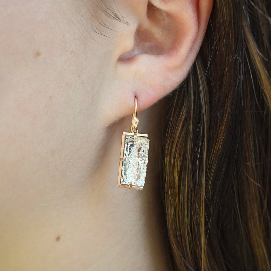 ‘Chasm’ Clear Quartz Rose Gold Earrings Earrings Jason Ree Design 