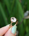 ‘Rumpus’ 2.28ct Morganite 18ct Rose Gold Ring being hold