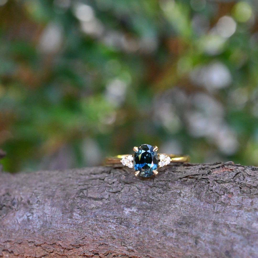 ‘MiMi’ 1.03ct Blue Green Australian Sapphire & Diamond RIng Ring Jason Ree Design 