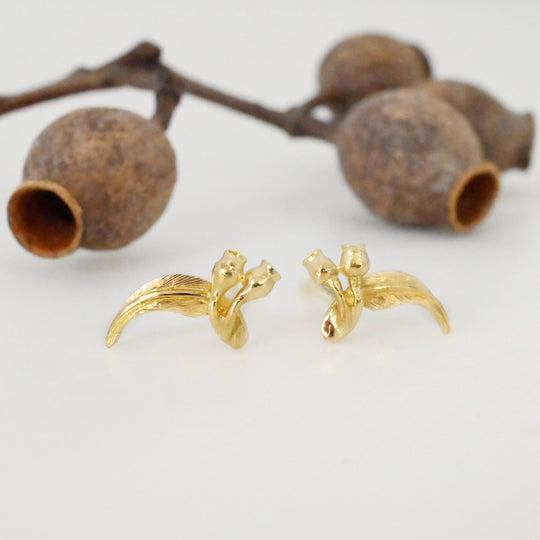 ‘Gumleaf’ 18ct Yellow Gold Earrings Earrings Jason Ree Design 
