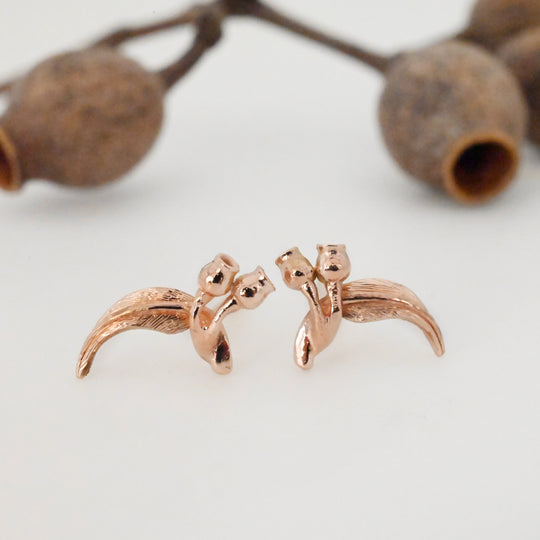 ‘Gumleaf’ 14ct Rose Gold Earrings Earrings Jason Ree Design 