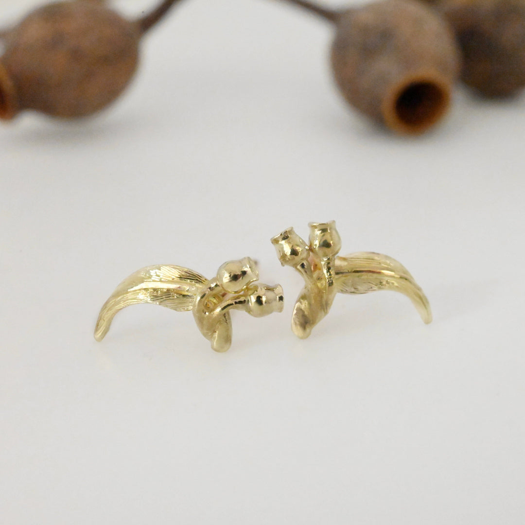 ‘Gumleaf’ Green Gold Earrings Earrings Jason Ree Design 