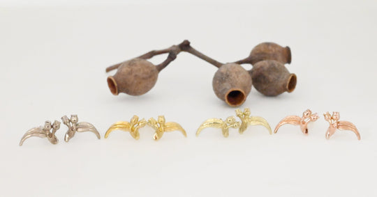 ‘Gumleaf’ 14ct Rose Gold Earrings Earrings Jason Ree Design 