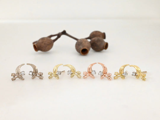 ‘Gumleaf’ 14ct Rose Gold & Diamond Earrings Earrings Jason Ree Design 
