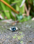 ‘Pia’ 1.19ct Teal Blue Australian Sapphire & Diamond Platinum Ring