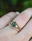 ‘Riverina’ 1.23ct Green Australian Sapphire & Diamond Rose Gold Ring