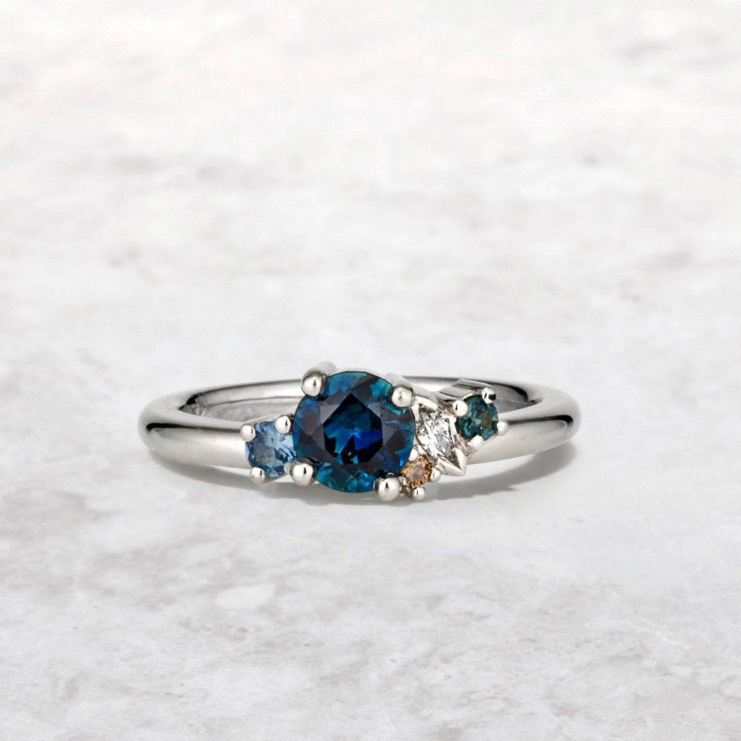 ‘Rockpool’ 0.68ct Australian Blue Sapphire & Diamond Platinum Ring Ring Jason Ree Design 
