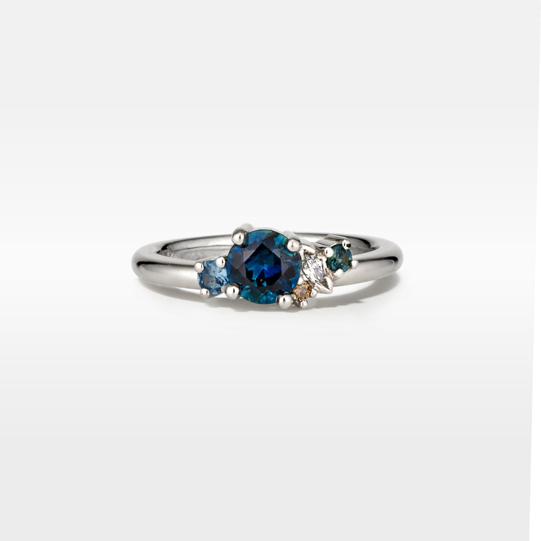 ‘Rockpool’ 0.68ct Australian Blue Sapphire & Diamond Platinum Ring Ring Jason Ree Design 