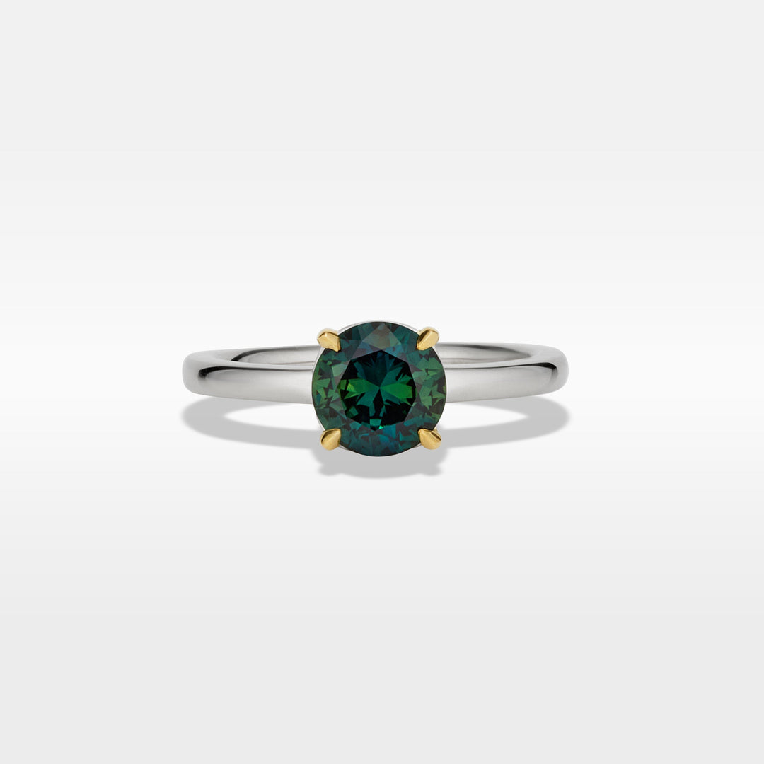 Round brilliant-cut 1.57ct Teal Australian Sapphire HighWire Ring Ring Jason Ree Design 