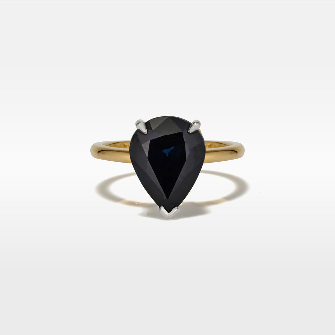 ‘HighWire Tear-drop’ 3.52ct Pear-cut Australian Dark Blue Sapphire Ring Ring Jason Ree Design 