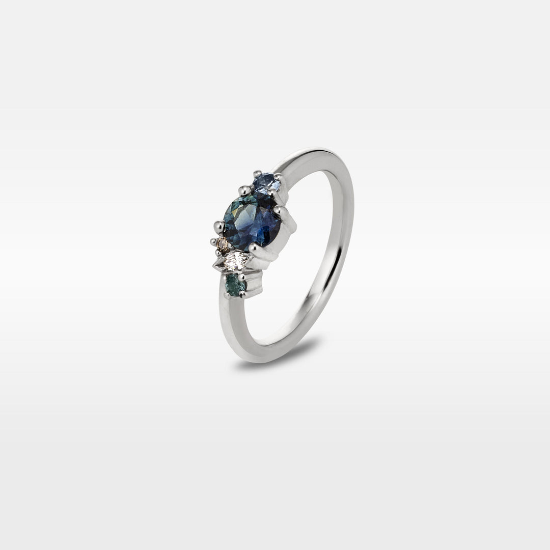 ‘Rockpool’ 0.68ct Australian Blue Sapphire & Diamond Platinum Ring Ring Jason Ree Design 