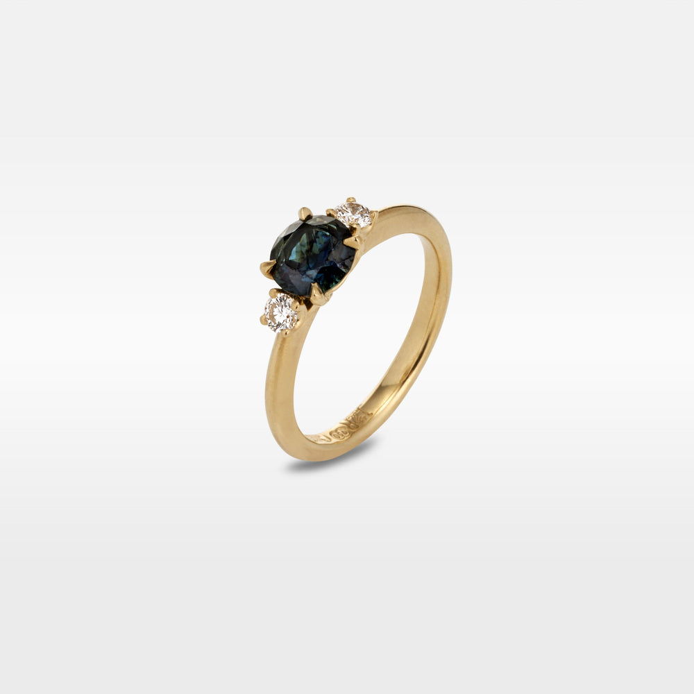 ‘Riverina Round’ 1.11ct Australian Blue Sapphire & Diamond Ring Ring Jason Ree Design 