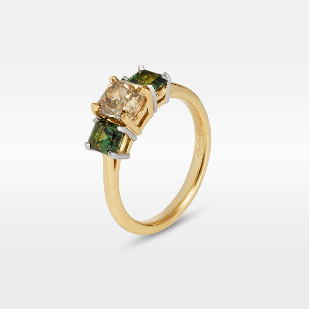 ‘Juno’ 1.13ct Champagne Diamond & Australian Green Sapphire Ring Ring Jason Ree Design 