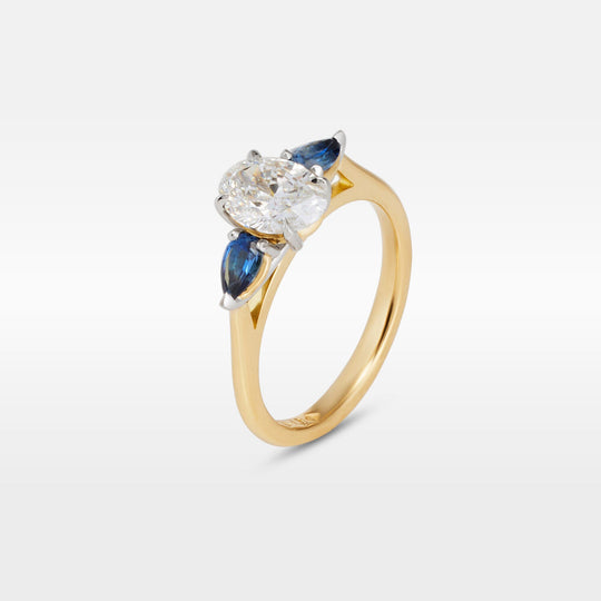 ‘Delta’ 1.22ct E VS1 Lab Grown Oval Diamond & Australian Sapphire Ring Ring Jason Ree Design 