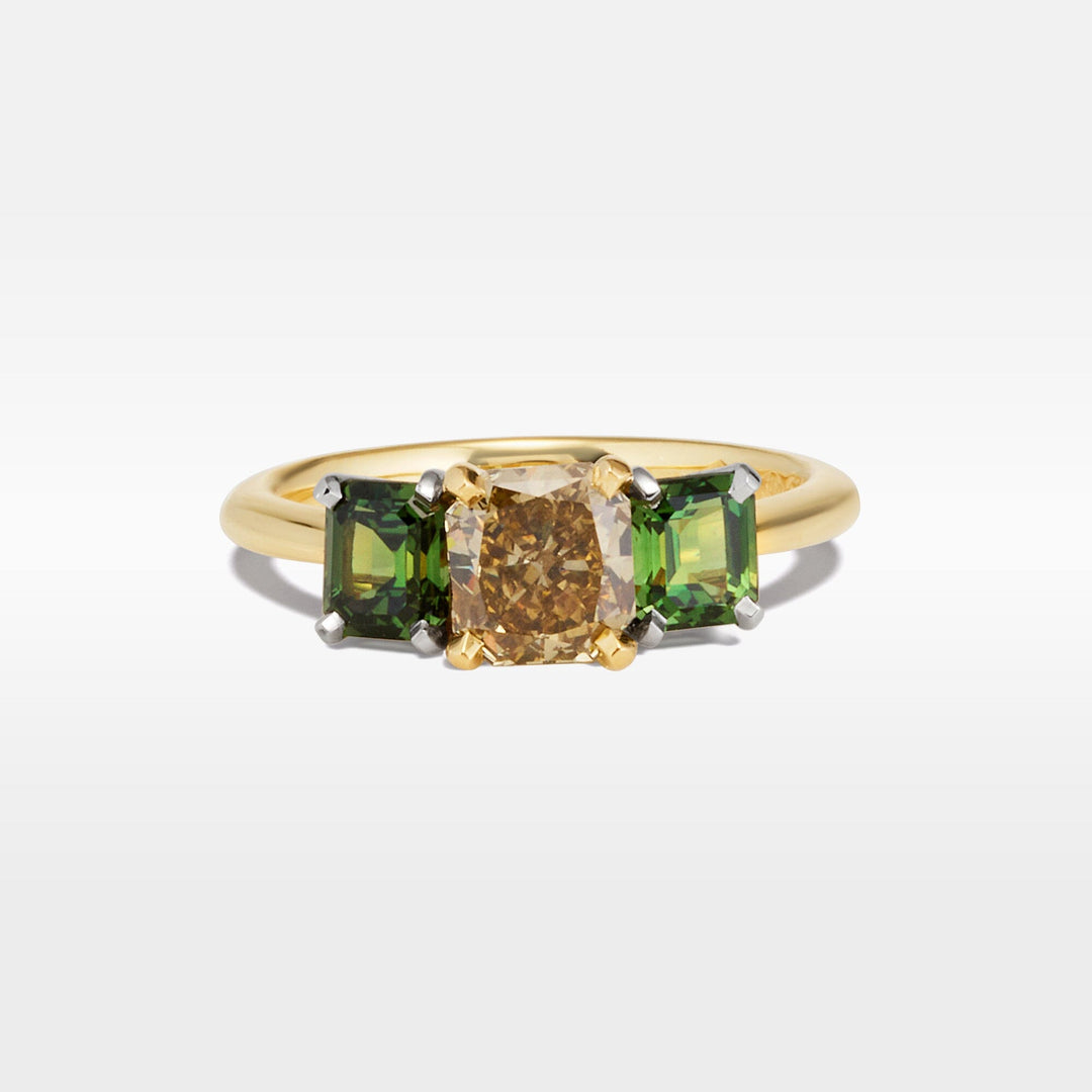 ‘Juno’ 1.13ct Champagne Diamond & Australian Green Sapphire Ring Ring Jason Ree Design 