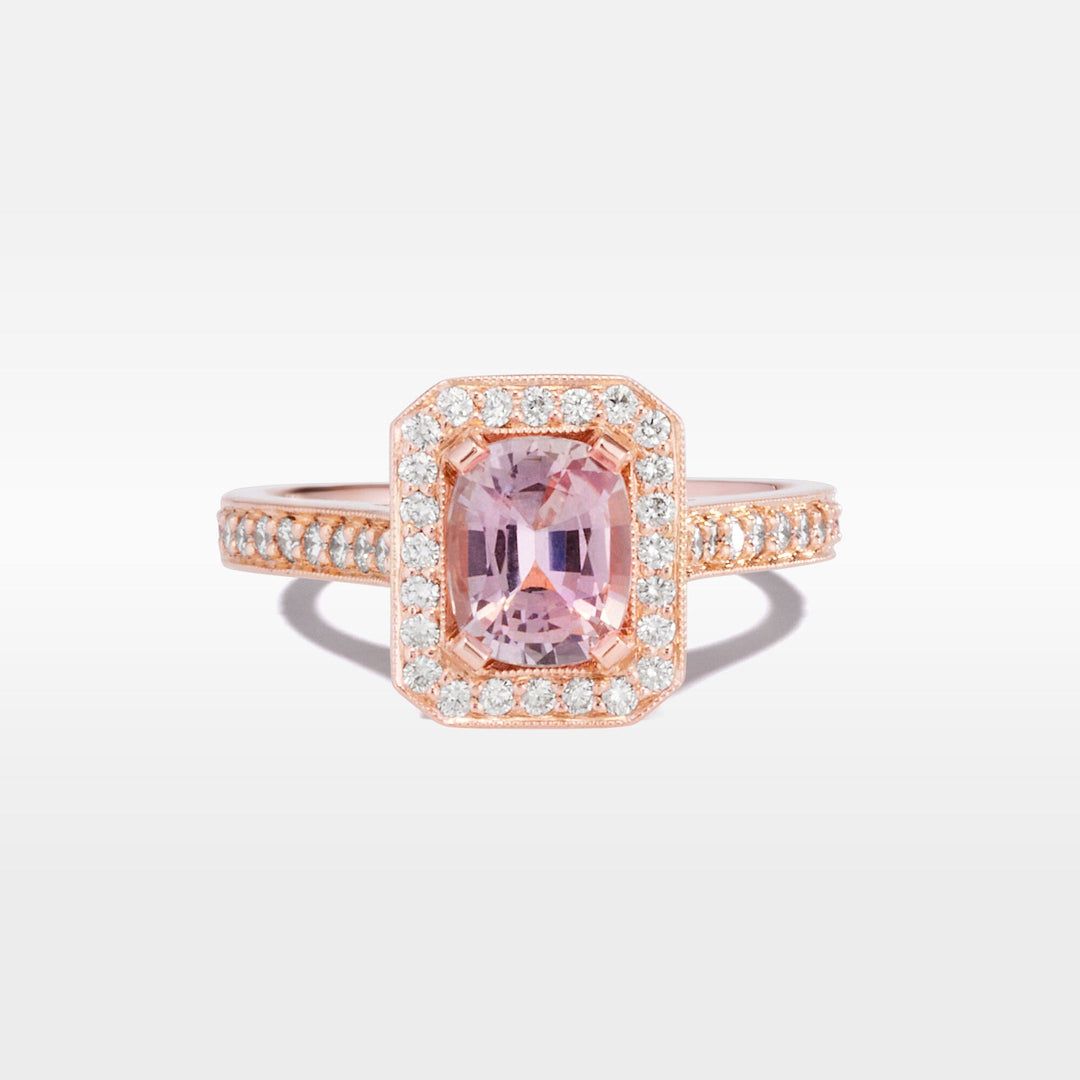 "Bellini" Peach Sapphire Diamond Rose Gold Ring Ring JasonRee 