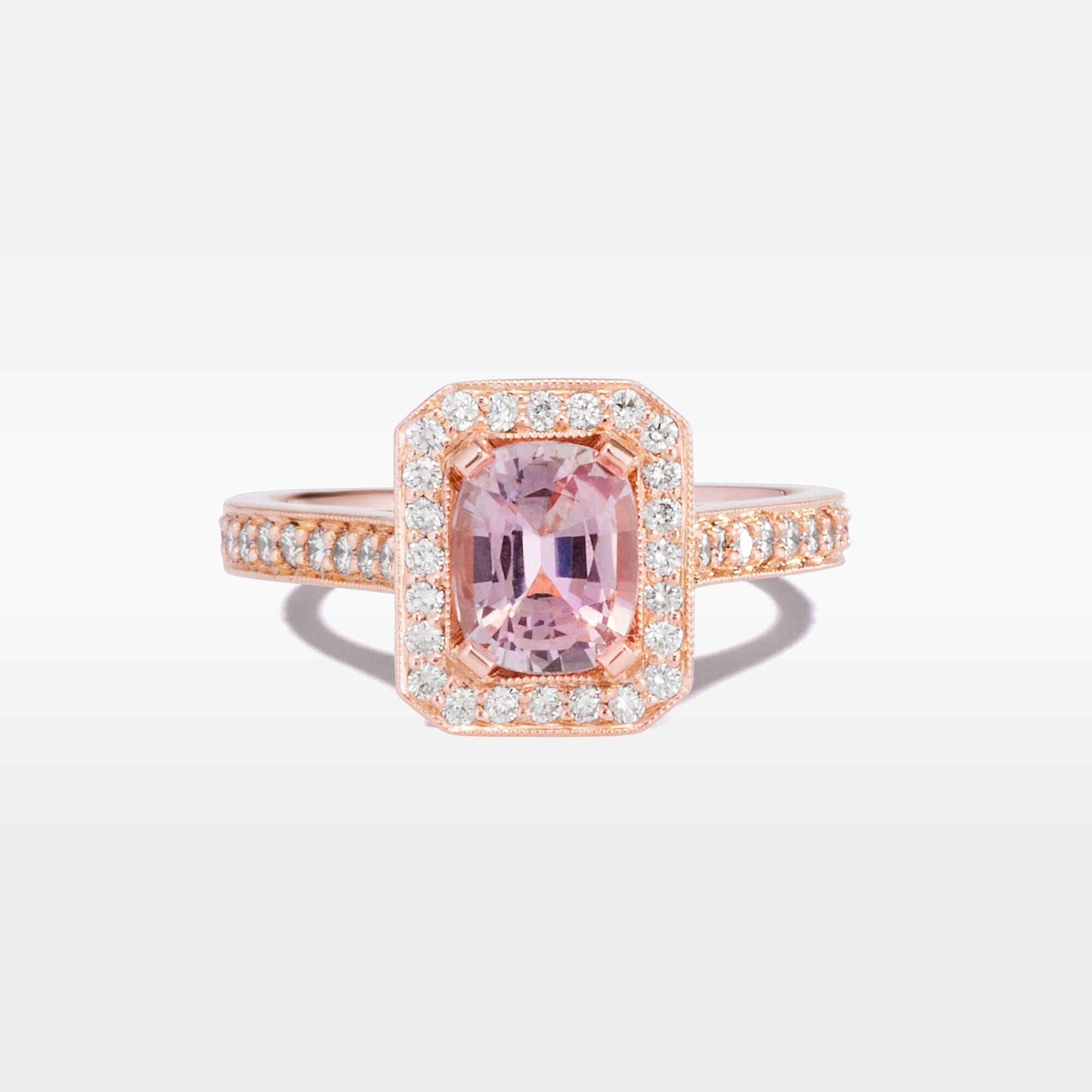 "Bellini" Peach Sapphire Diamond Rose Gold Ring Ring JasonRee 