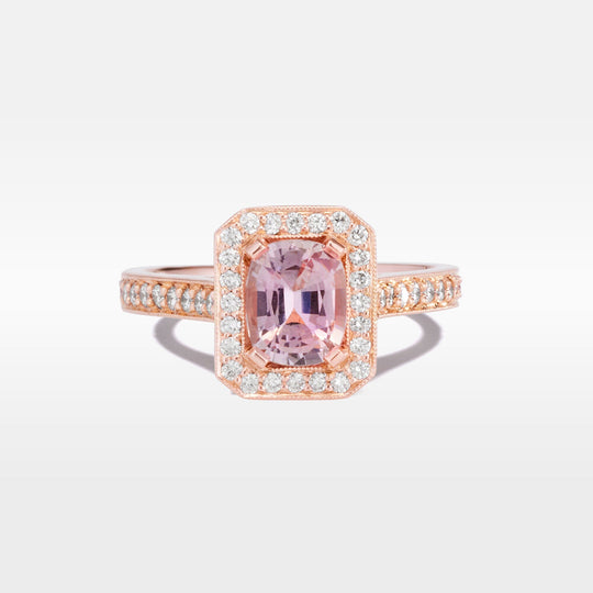 "Bellini" Peach Sapphire Diamond Rose Gold Ring Ring JasonRee 