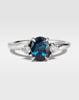 ‘Tempest Trilogy’ 1.53ct Teal Blue Australian Sapphire & Diamond Platinum Ring Ring Jason Ree Design 