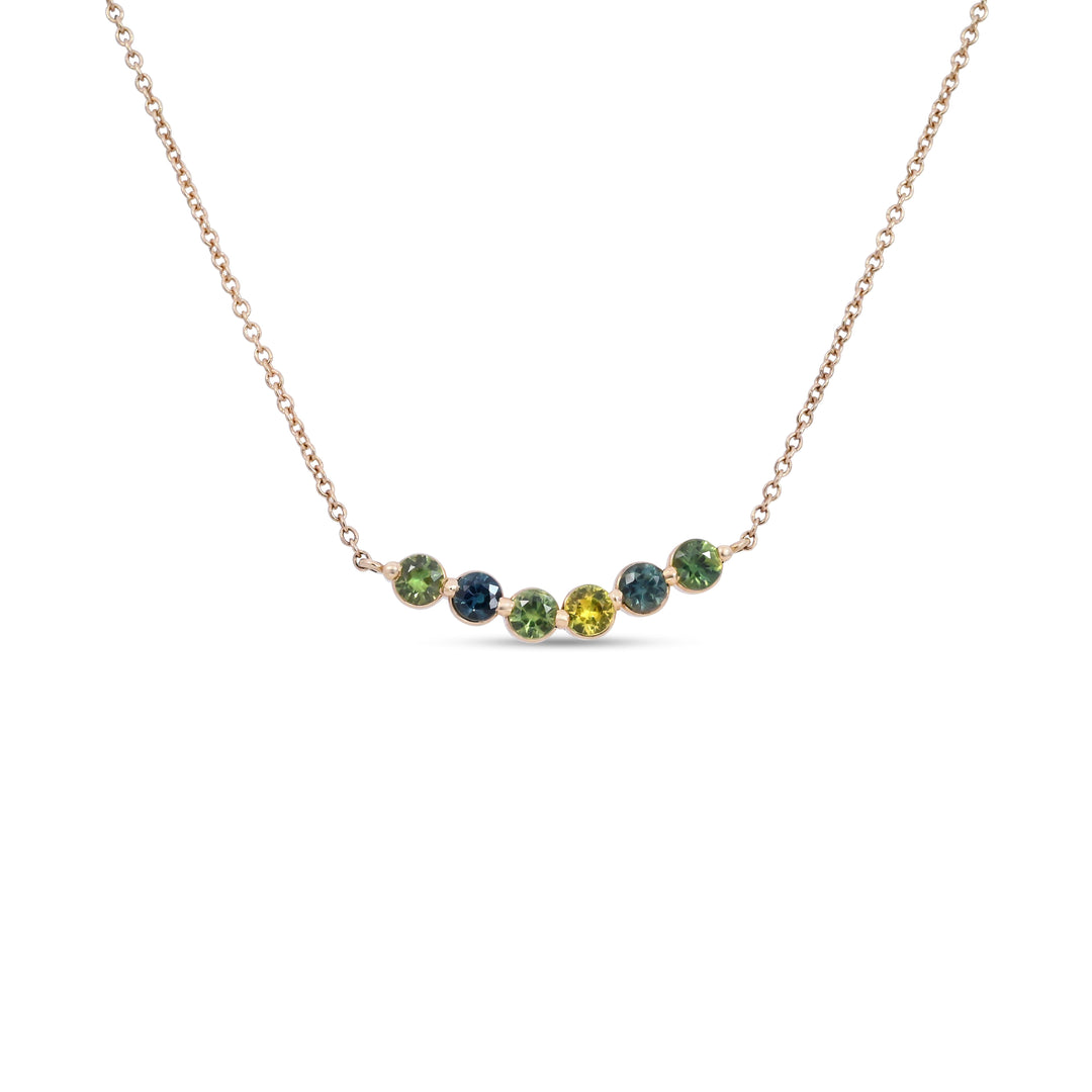 ‘Grain’ Australian 6 Sapphires Yellow Gold Necklace Necklace Jason Ree Design 