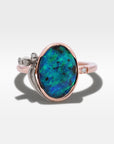 ‘Gumleaf’ 3.17ct Australian Blue/Green Boulder Opal 18ct Rose Gold Ring Ring Jason Ree Design 