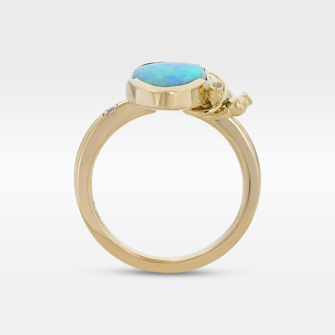 ‘Gumleaf’ 1.90ct Australian Crystal Opal 18ct Yellow Gold Ring Ring Jason Ree Design 