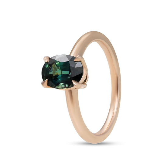 ‘HighWire’ 1.30ct Oval Blue Green Australian Sapphire Rose Gold Ring Ring Jason Ree Design 
