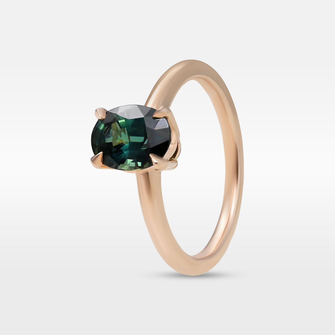 ‘HighWire’ 1.30ct Oval Blue Green Australian Sapphire Rose Gold Ring Ring Jason Ree Design 