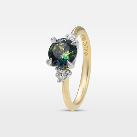 ‘Thea’ 1.21ct Australian Parti Sapphire & Diamond 18ct Yellow Gold Ring Ring Jason Ree Design 