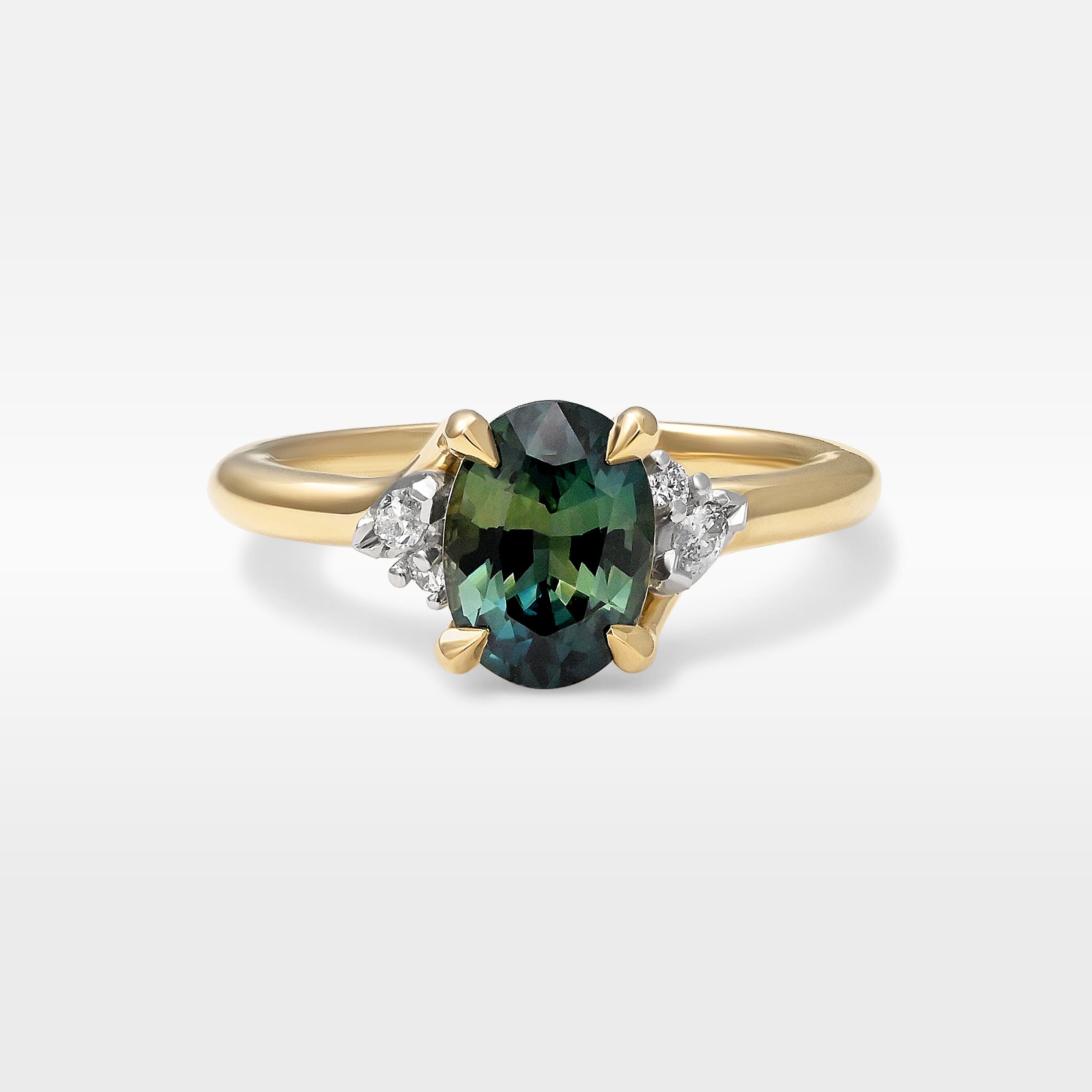 ‘Gumleaf Lily’ 1.40ct Oval-cut Australian Parti Sapphire & Diamond Ring Ring Jason Ree Design 