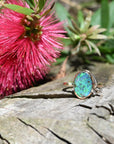 ‘Gumleaf’ 3.17ct Australian Blue/Green Boulder Opal 18ct Rose Gold Ring Ring Jason Ree Design 