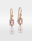 ‘Chevron’ Morganite Rose Gold & Pearl Earrings Earrings Jason Ree Design 