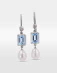 ‘Chevron’ Aquamarine White Gold Pearl drop Earrings Earrings Jason Ree Design 