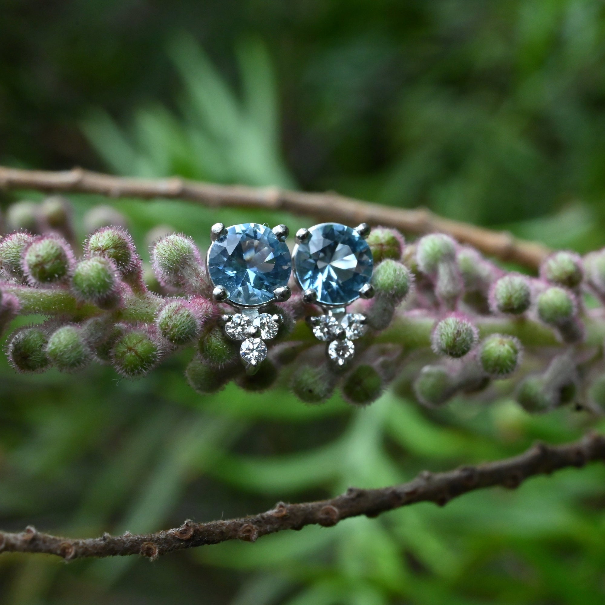 ‘Trinity’ Aquamarine & Diamond Platinum Earrings Earrings Jason Ree Design 