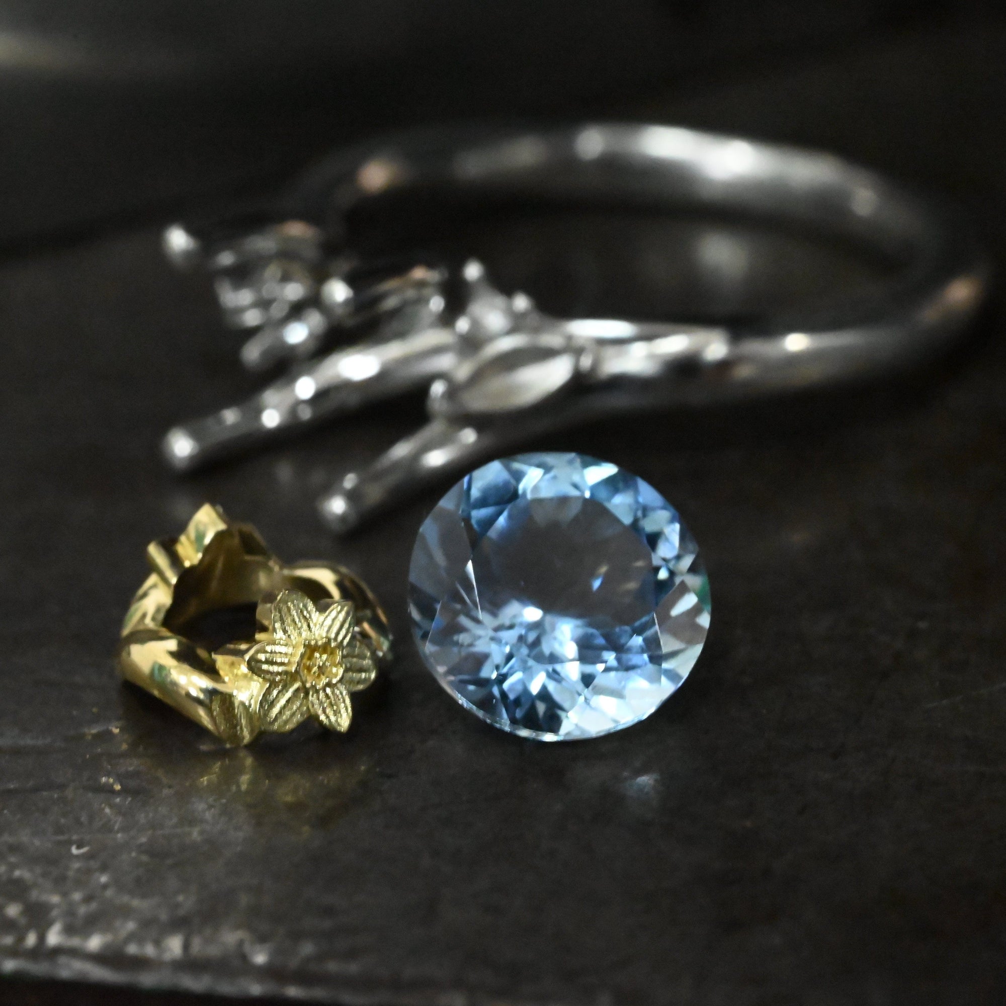 ‘Talia’ Aquamarine &amp; Diamond Platinum Ring Ring Jason Ree Design 