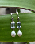‘Chevron’ Aquamarine White Gold Pearl drop Earrings Earrings Jason Ree Design 