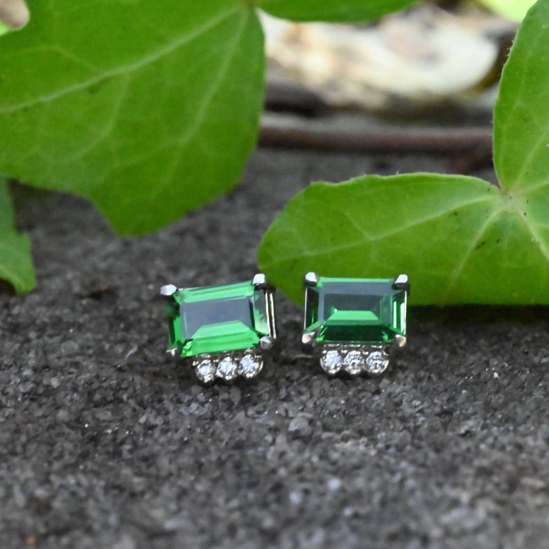 ‘Royce’ Tsavorite Garnet & Diamond Platinum Earrings Earrings Jason Ree Design 
