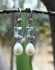 ‘Chevron’ Aquamarine White Gold Pearl drop Earrings Earrings Jason Ree Design 