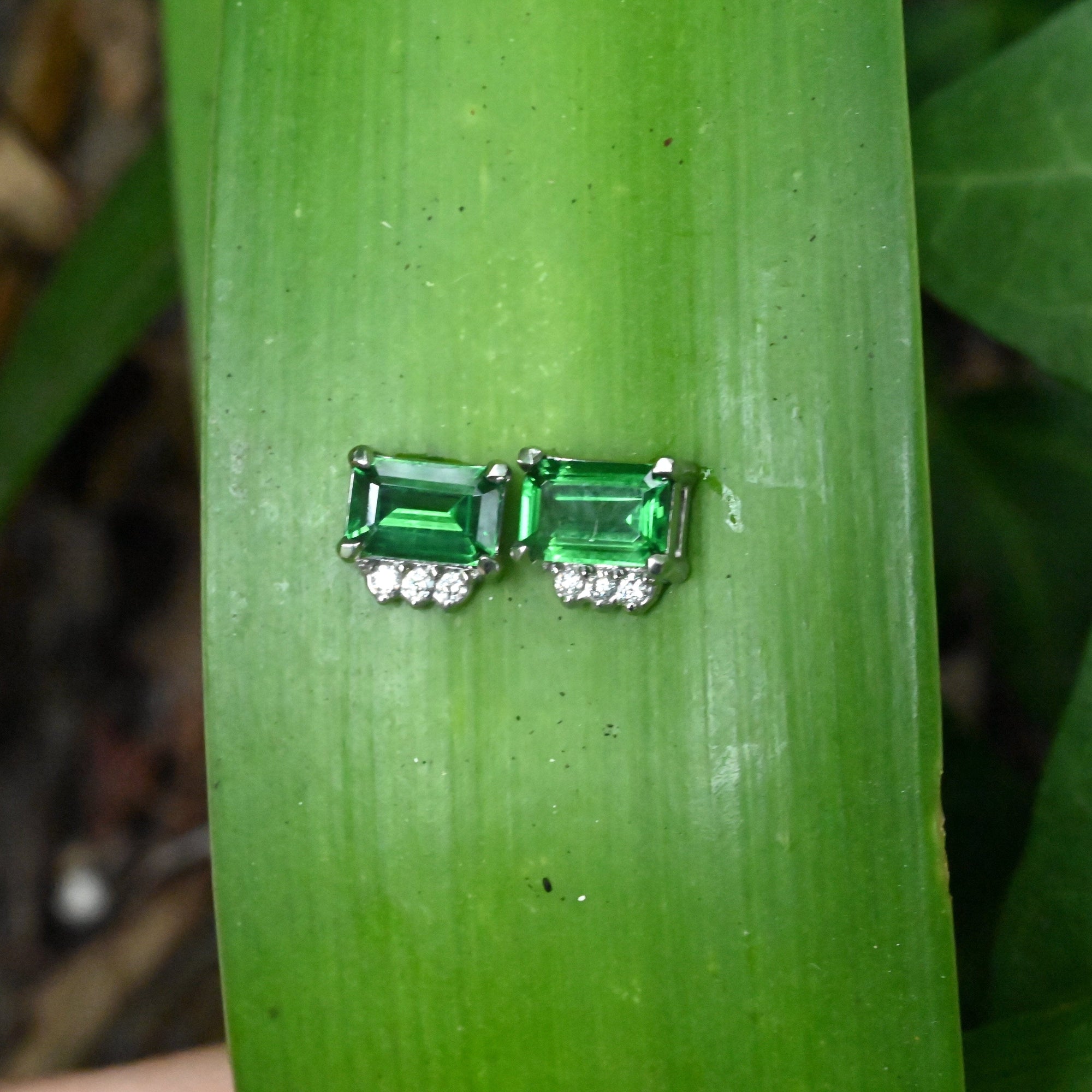 ‘Royce’ Tsavorite Garnet & Diamond Platinum Earrings Earrings Jason Ree Design 