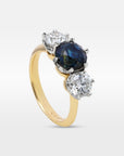 ‘Laurent’ 2.16ct Australian Sapphire & Lab Grown Diamond Trilogy Ring Ring Jason Ree Design 