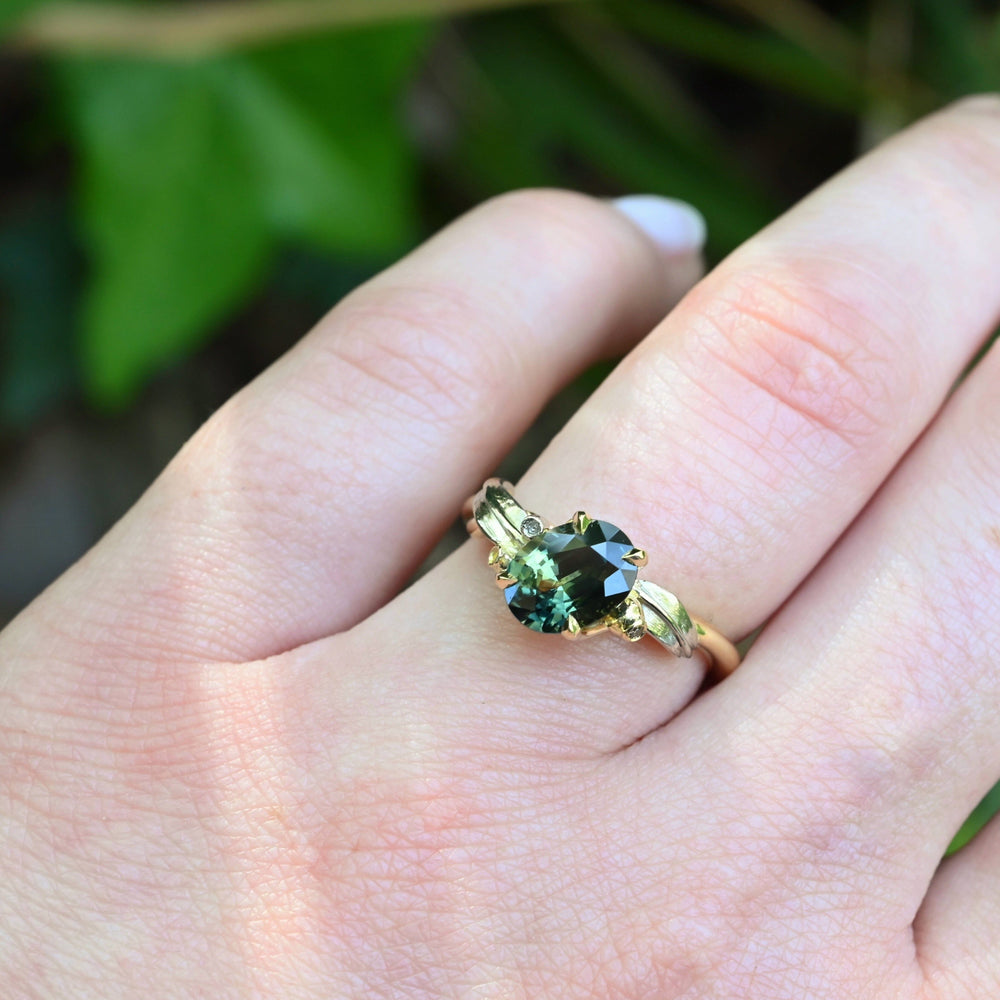 ‘Gumleaf’ 1.78ct Australian Parti Sapphire Ring Ring Jason Ree Design 