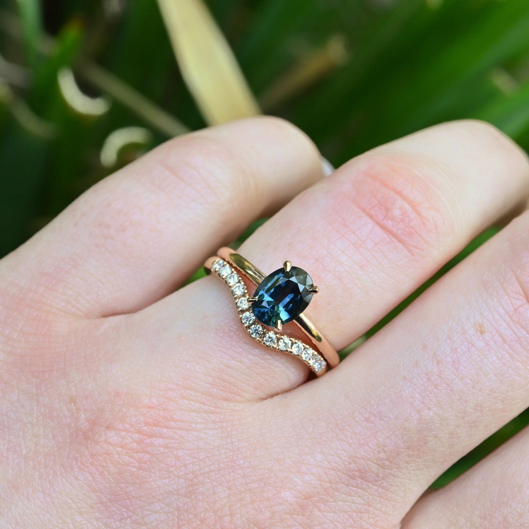 ‘HighWire’ 1.25ct Blue Green Sapphire Rose Gold Ring Ring Jason Ree Design 