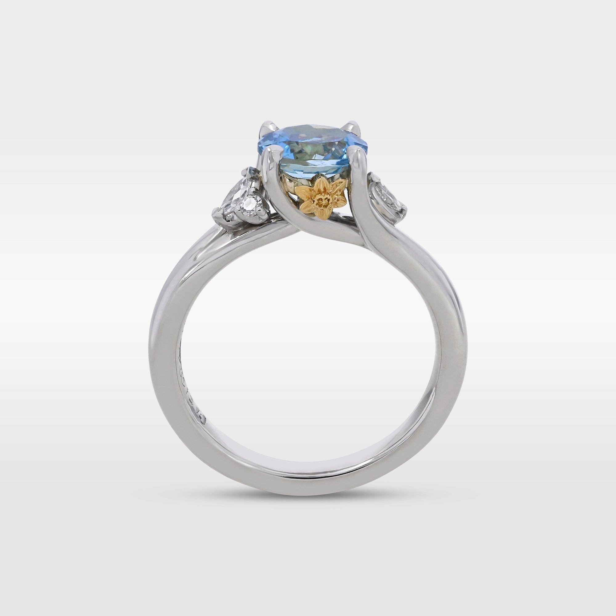 ‘Talia’ Aquamarine & Diamond Platinum Ring Ring Jason Ree Design 