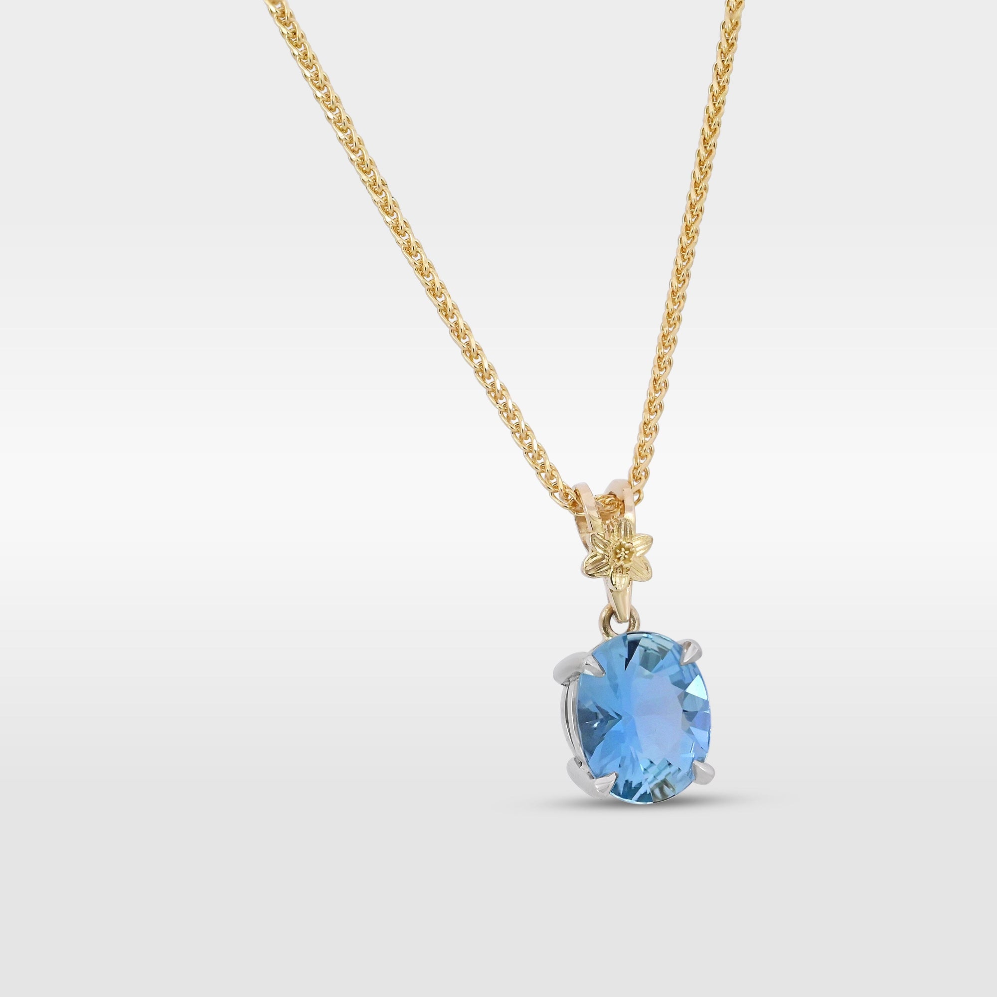‘Talia’ 0.97ct Fine Blue Aquamarine Gold & Platinum Necklace Necklace Jason Ree Design 
