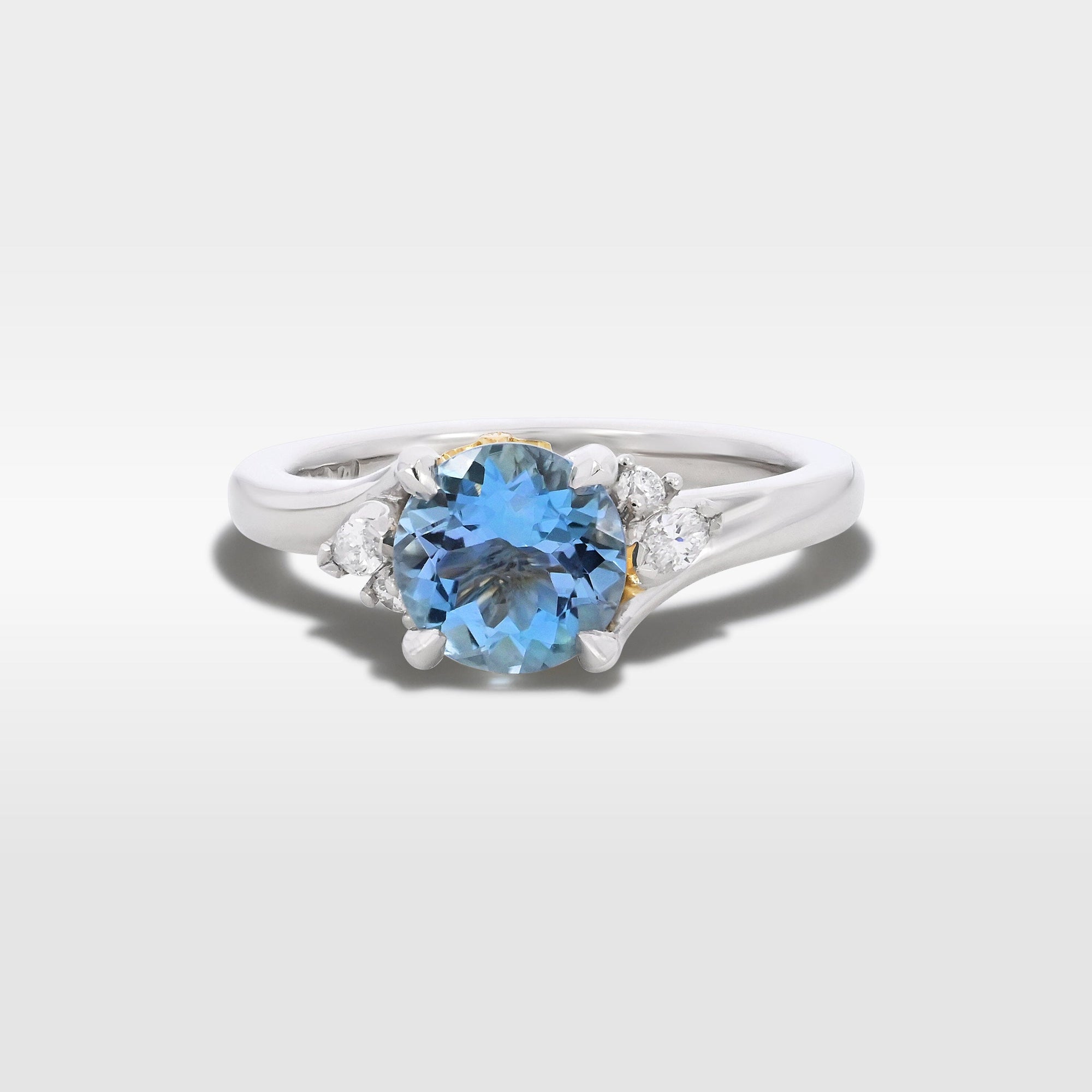 ‘Talia’ Aquamarine & Diamond Platinum Ring Ring Jason Ree Design 