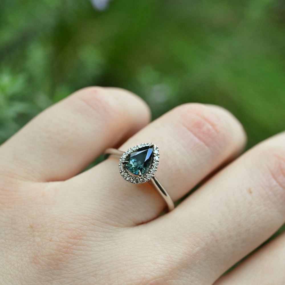 ‘Eden’ 1.12ct Teal Australian Sapphire & Diamond Platinum Ring Ring Jason Ree Design 