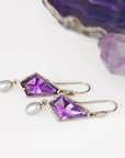‘Summit’ Amethyst & Silver Pearl White Gold Earrings Earrings Jason Ree Design 