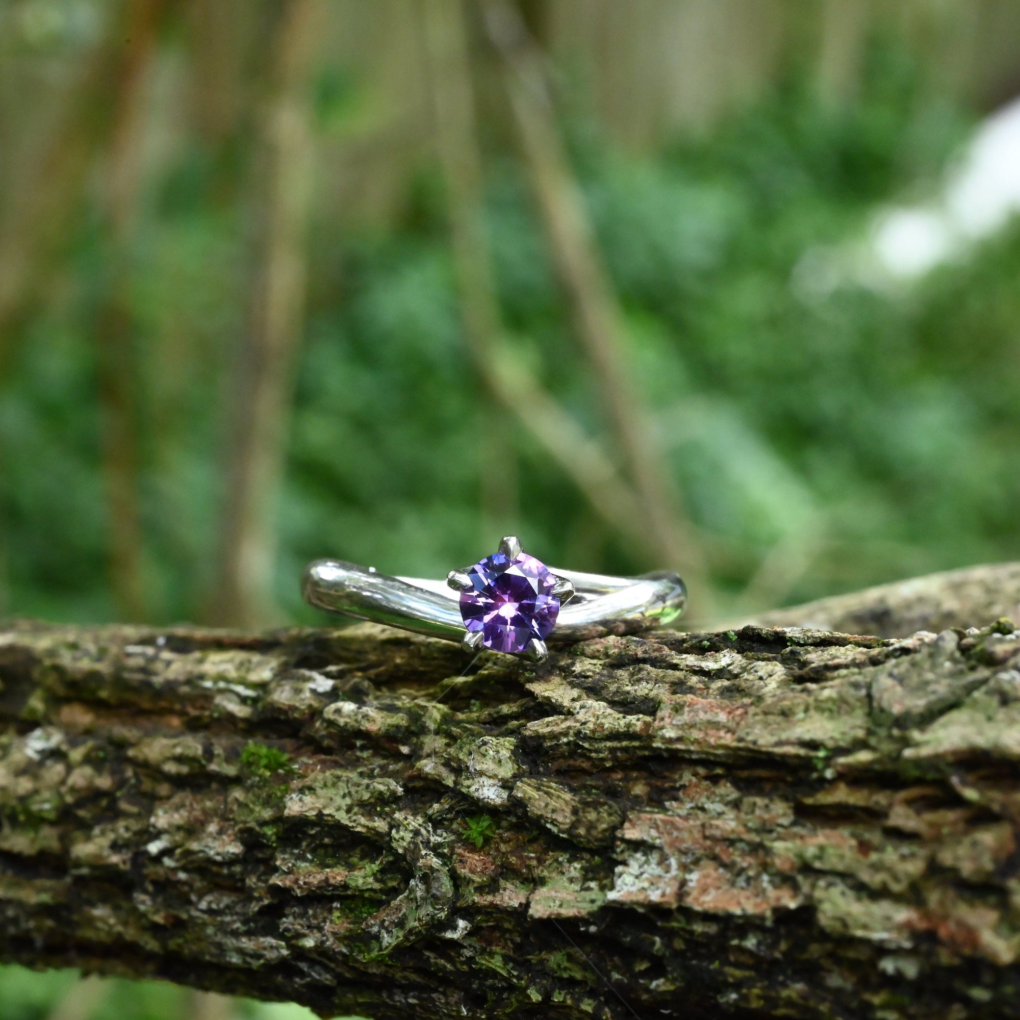 ’Blossom’ 0.55ct Purple Sapphire Platinum Ring Ring Jason Ree Design 