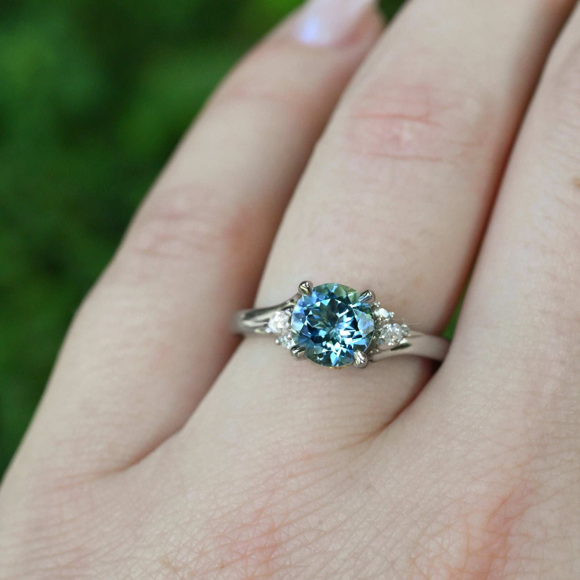 ‘Talia’ 1.06ct Aquamarine & Diamond Platinum Ring Ring Jason Ree Design 